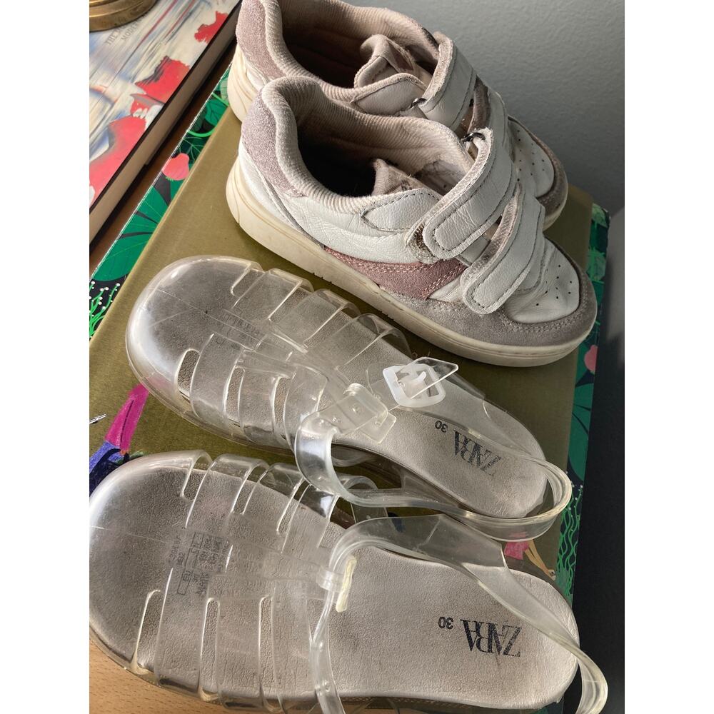 Zara Leather Sneakers & Jelly Fisherman Sandals TWO Pairs! Size 30 EU/ 12.5 US